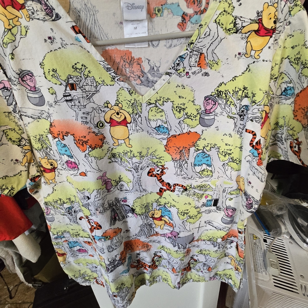 Disney Graphic Blouse with Peter Pan Collar and Cap Sleeves